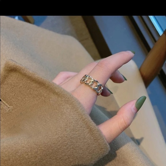 💎NEW 18k Gold 925 Sterling Silver Chunky Chain Ring - Picture 7 of 11